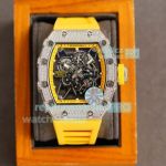 Replica Diamond Richard Mille RM35-01 Stainless Steel Watch Yellow Rubber Strap